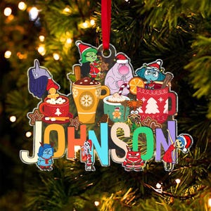 Personalized Christmas Inside Out 2 Characters Ornament, Custom Name All Feelings Ornament, It&#39;s Okay To Feel All The Feels Ornament