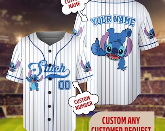 Personalized Stitch Disney Baseball Jersey, Custom Kid Youth Adult  Lilo and Stitch Baseball Shirt, Magic Kingdom Trip, Cute Birthday Gift