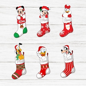 Custom All Characters Disney Christmas Stocking Cruise Magnet, Mickey & Friends Xmas Stocking Magnet, Mickey Christmas Cruise Magnet