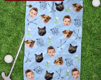 Custom Golf Towel With Kids Photo, Golf Lover Gift, Kids Golf Rag, Gift For Him, Dad gift, Custom Name Father Day Golf Gift, Best Dad by Par