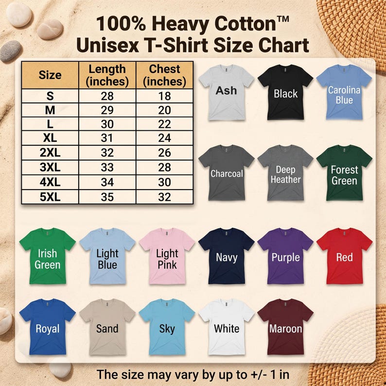 a shirt size chart for men and women