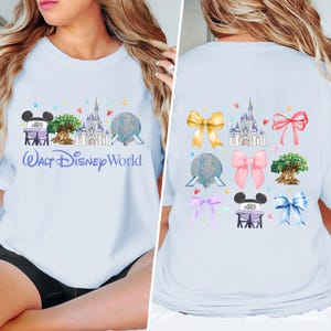 Retro Magic Kingdom Coquette Bow Disney Shirt, Happiest Castle Comfort Colors Shirt, Hollywood Studios Matching Tee, Family Trip Shirt