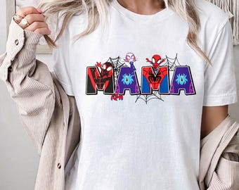 Personalized  Spidey Mama Hero Squad  Shirt, Customized Mama Spiderman Hero Movie Character Tee, Mother's Day Gift For Mom Nana