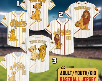 Personalized  The Lion King Simba Simple Stripe Baseball Jersey, Custom  Baseball Jersey Uniform, Lion King Family Matching