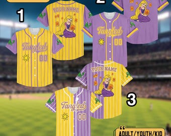 Personalized Tangled Baseball Jersey Shirt, Rapunzel Princess Pascal Kingdom Sun Baseball Shirt, World  Trip Birthday Girl Gift