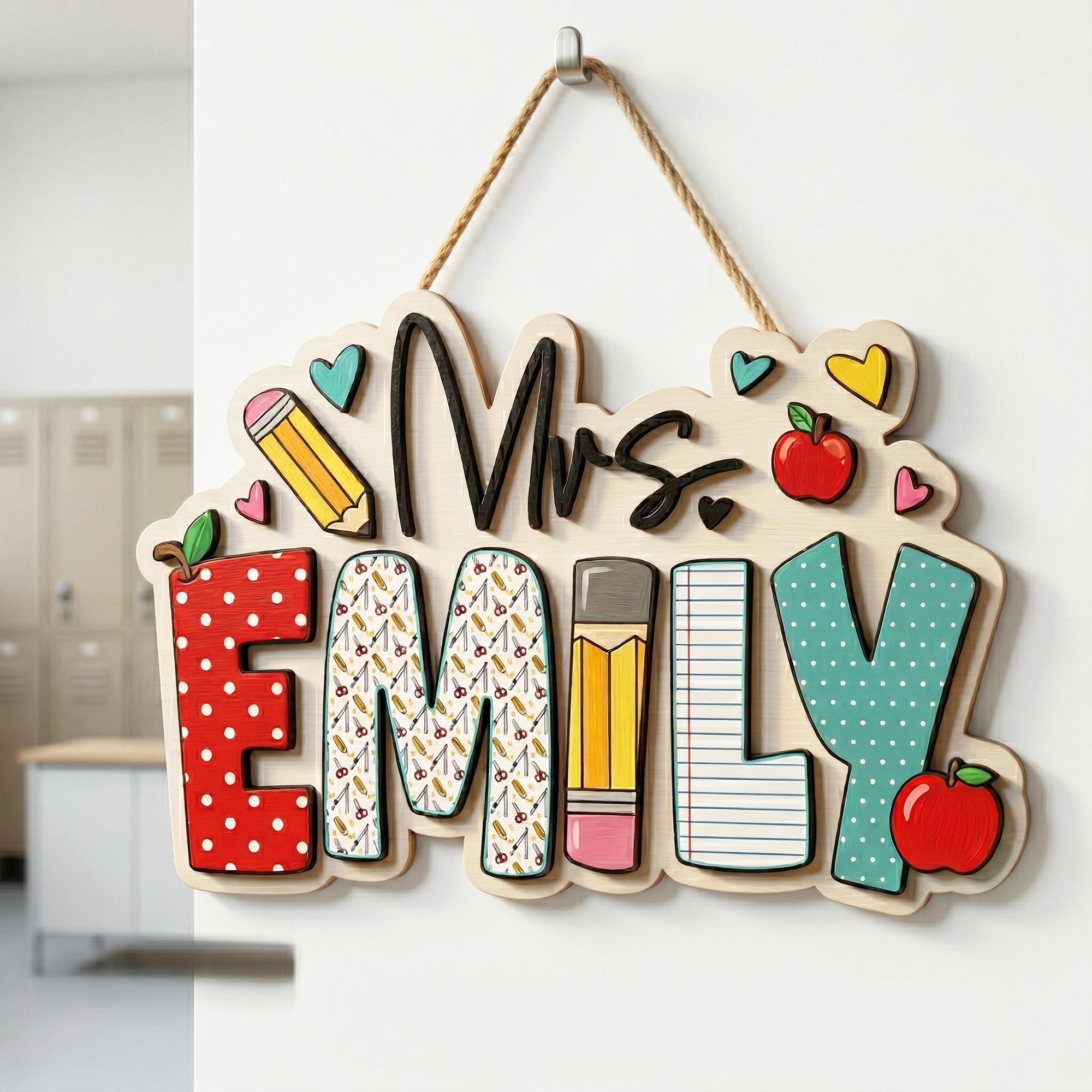 Personalized Teacher Name Door Sign, 3D Welcome Door Hanger, Classroom ...
