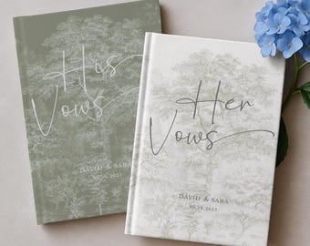 Custom Vow Books For Wedding Unique His And Her Vow Books, Personalized Wedding Romantic Ceremony Gift, Her Vows His Vows Books