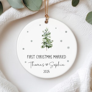 Custom First Christmas Married Ornament, Mr Mrs Ornament, Personalized Wedding Gift, Newlywed Christmas Gift, Our First Christmas Ornament