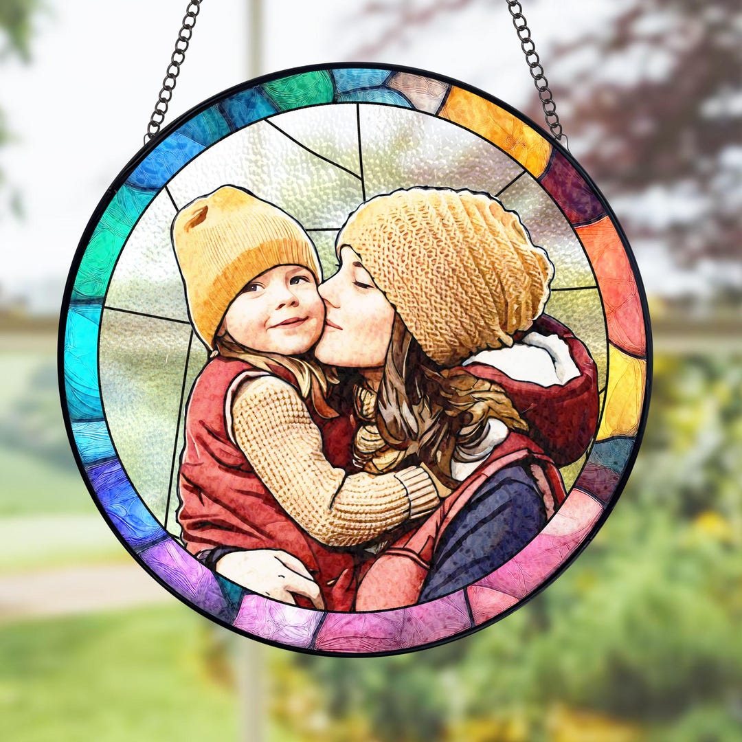 Custom Mom Portrait Stained Glass, Personalized Mothers Day Gift for ...
