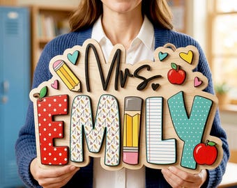 Personalized Teacher Name Door Sign, 3D Welcome Door Hanger, Classroom Decor, Teacher Appreciation Gifts, Teacher Gift 2026