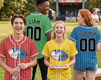 Personalized  Channel Games Baseball Jersey, Custom Mouse Ears Gaming Matching Shirt,  Game Channel Friends Vacation Jersey