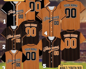 Personalized Black Orange Collection Baseball Jersey, Custom Team Name And Number Color Jersey, Halloween Baseball, Family Matching Shirt