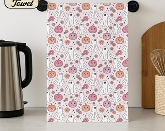 Slightly Subtle F*ck Trump Floral Ghost Pumpkin Hand Towel, Halloween Kitchen Towel, Funny Political Home Decor, Fun Decor for Bathroom