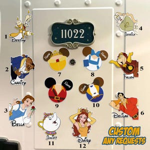 Personalized Beauty And The Beast Disney Cruise Magnet, Disney Princess Belle Birthday Girl, Dissney Family Cruise Stateroom Door Magnet