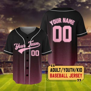 Custom Team Name Number Baseball Jersey, Custom Baseball Jersey for Men Women Youth Kid, Personalized Pinstripe Jersey Pink and Black