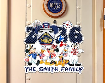 Personalized 2026 Cruise Line Door  Magnet, Mickey And Friends Family Cruise Magnet, Family Sign Wish Dream Treasure Fantasy Magnet