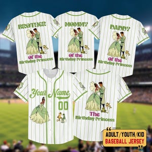 Personalized Birthday Tiana Princess And The Frog Baseball Jersey, Custom Disney Jersey, Disney Family Birthday Princess Trip Party Shirt