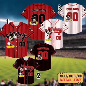 Personalized Mickey Mouse Baseball Jersey, Mickey Matching Jersey, Custom Disneyland Shirt, Birthday Baseball Team, Gift For Disney Fan