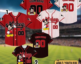 Personalized Mickey Mouse Baseball Jersey, Mickey Matching Jersey, Custom  Shirt, Birthday Baseball Team, Gift For  Fan