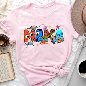 Personalized Finding Nemo Mama Disney Shirt, Customized Name Mama Nemo Movie Shirt, Nemo Dory Character Mother&#39;s Day Gift For Mom Women