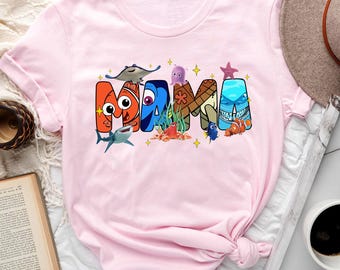 Personalized Finding Nemo Mama  Shirt, Customized Name Mama Nemo Movie Shirt, Nemo Dory Character Mother's Day Gift For Mom Women