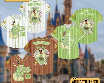 Custom Tiana Princess And The Frog Baseball Jersey, Custom Kid Youth Adult  Baseball, Gift For Baseball Fan,  Princess Trip Tee