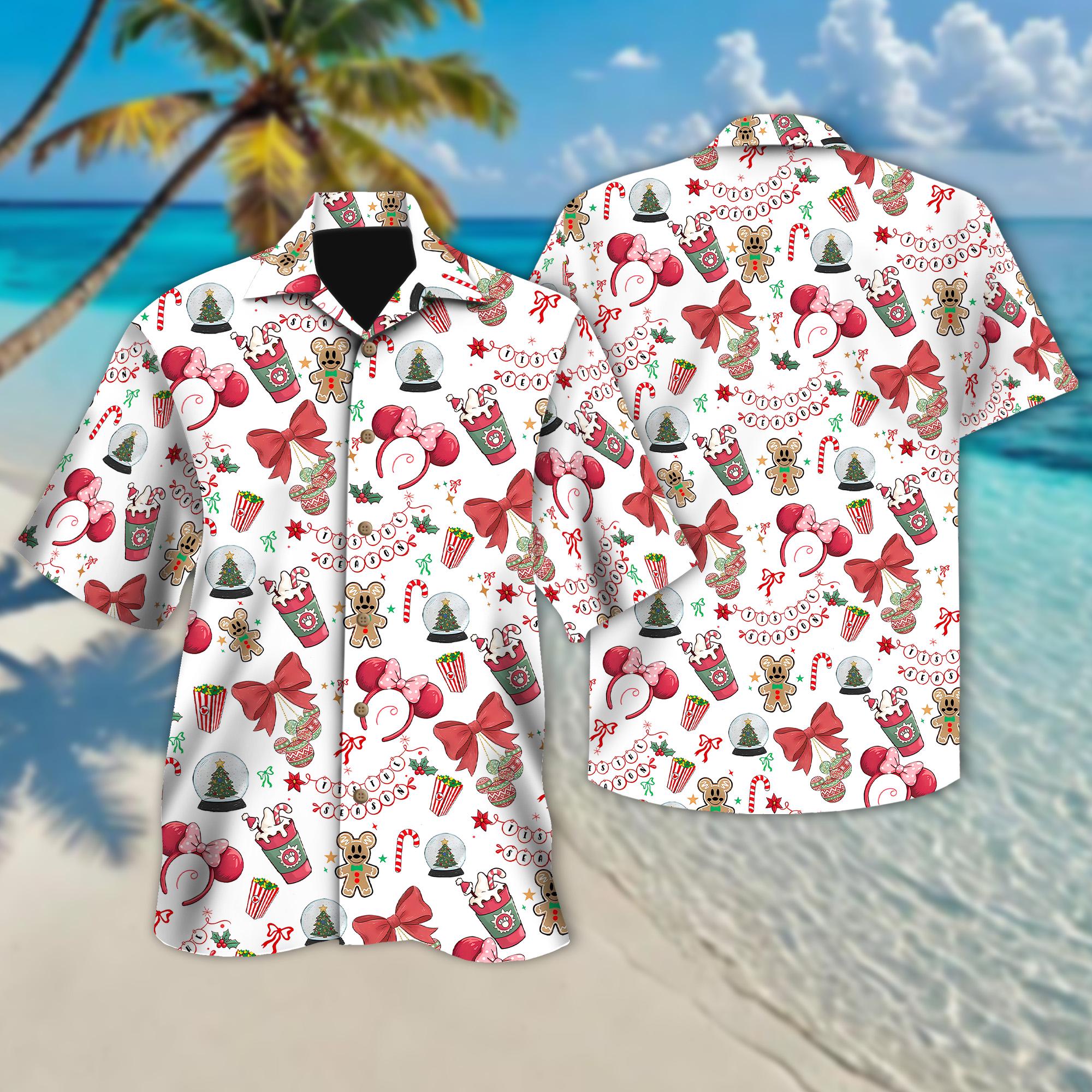 Discover Disney Christmas Mickey Ear Hawaiian Shirt, Disney Christmas Hawaiian Shirt, Disney Xmas Kids Shirt, Disney Holiday Trip Disney Christmas