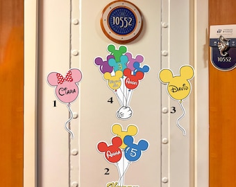 Personalized Mickey Balloons  Birthday Cruise Magnet, Custom  Balloon Cruise Magnet, Family Birthday Trip Magnet Birthday Gift