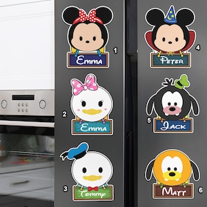 Personalized Mickey And Friends Disney Cruise Door Magnets, Custom Mickey Minnie Donald Daisy Pluto Goofy Name Tags, Disney Door Magnet