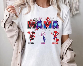 Personalized Disney Spidey Mama Shirt, Custom Mom Spiderman Shirt, Funny Spidey And Friends Mother's Day Gift For Her, Mama Shirt