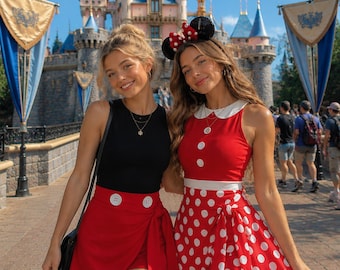 Halloween Mickey Minnie Mouse Dress Skirt, Mouse Cosplay Outfit, Mickey Mouse Inspired Dress, Halloween Trip Outfit, Women