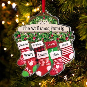 Personalized Family Christmas Ornament, Custom Christmas Stockings With Family Names Ornament, Name Ornament 2025, Family Name Ornament