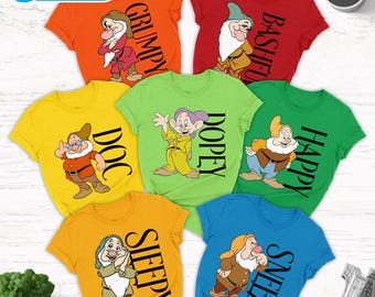 Snow White And Seven Dwarfs Matching Shirt,  Family Matching Tee,  Snow White Group Shirt,  Birthday Shirt, 7 Dwarfs Shirt