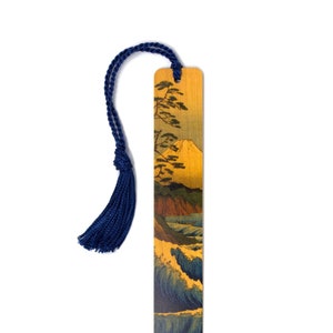 Mount Fuji Japanese Art Handmade Wooden Bookmark - Made in the USA