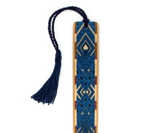 Argyle (Blue) Handmade Wooden Bookmark - Made in the USA