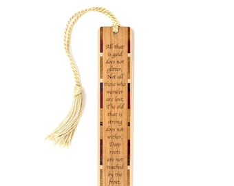 J.R.R. Tolkien Not All Those Who Wander Are Lost Quote Wooden Bookmark Engraved- Handmade in the USA