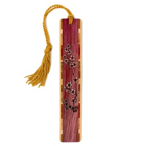 Cherry Blossoms Japanese Sakura Engraved Handmade Wooden Bookmark - Made in the USA