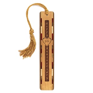 5th Anniversary Wooden Bookmark – Engraved Wood Anniversary Gift, Personalized Keepsake - Made in the USA