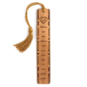 Mothers Heartfelt Engraved Quote Wooden Bookmark - Handmade in the USA