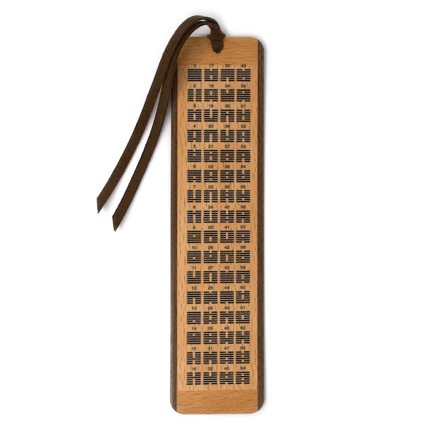 Chinese I Ching Yi Jing The Book Of Changes Hexagrams Chart  (2 Sided) Handmade Wooden Bookmark - Made in the USA