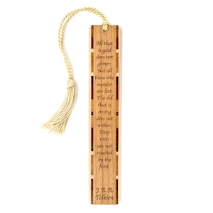 J.R.R. Tolkien Not All Those Who Wander Are Lost Quote Wooden Engraved Bookmark - Made in the USA