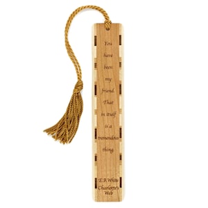 Charlotte&#39;s Web Friendship Quote Engraved Wooden Bookmark - Made in the USA