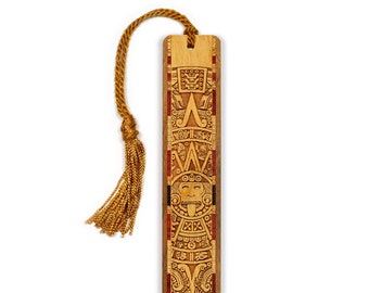 Aztec Mayan Calendar Handmade Engraved Wooden Bookmark - Made in the USA