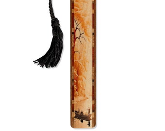 Fishing The River Fly Fishing Wooden Bookmark With Tassel by Mitercraft - Made in the USA
