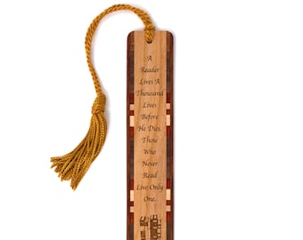 George R.R. Martin Wooden Bookmark A Reader Lives a Thousand Lives Quote Handmade Engraved - Made in the USA