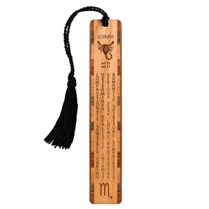 Scorpio Zodiac Astrological Sign Handmade Engraved Wooden Bookmark - Made in the USA