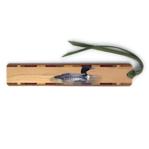 Loon Bird Double-Sided Wooden Bookmark – Handcrafted Nature Art – Unique Gift for Bird Lovers and Readers