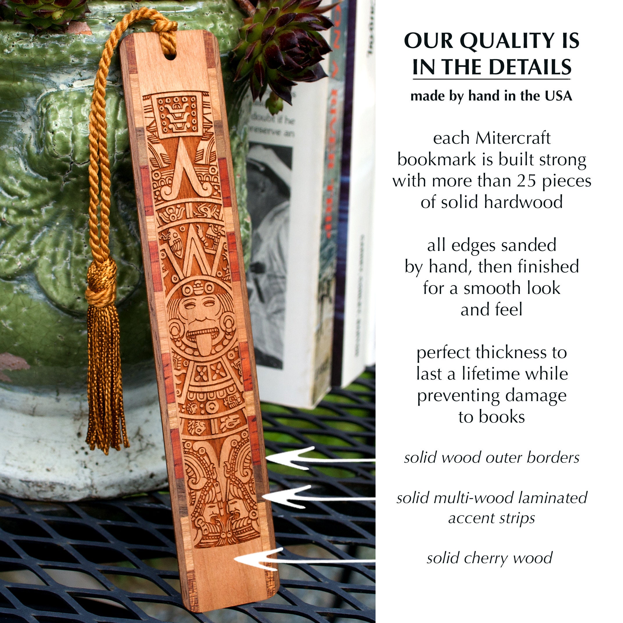 Aztec Mayan Calendar Engraved Wooden Bookmark – Ancient Symbolism Gift ...