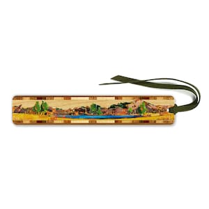 Cyclist by Lake Handmade Wooden Bookmark