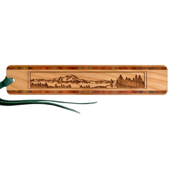 Mountain Hiker Engraved Wooden Bookmark - Reader Accessory - Handmade in the USA